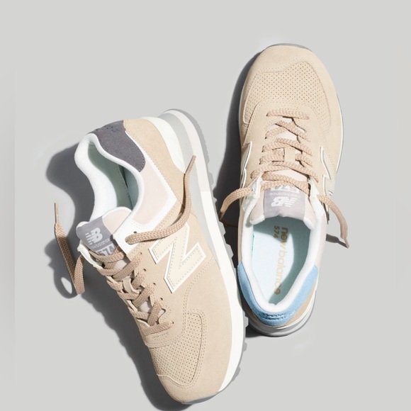 NEW New Balance 574 Suede brown /Light Blue - Picture 1 of 7